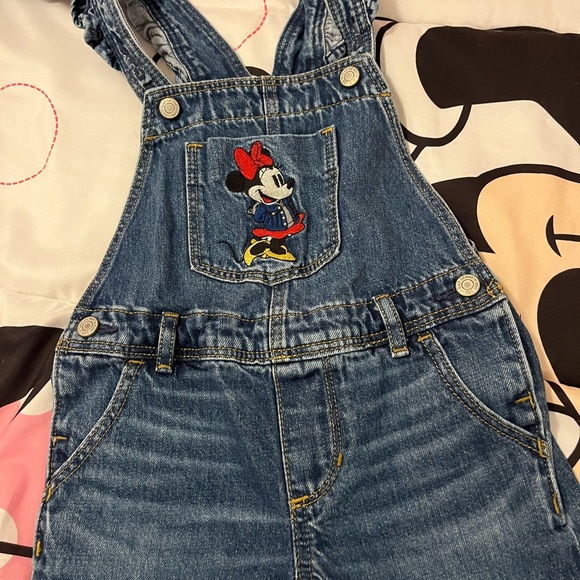 DISNEY/GAP Blue Denim Overalls with Minnie Patch - Picture 3 of 5